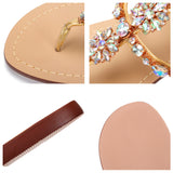 Women Glitter Rhinestones Chains Flat Bling Gladiator Sandals Gold (Plus Size Available)