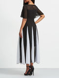 Keyhole Back Ruffle Stripe Hem Women's Day Dress