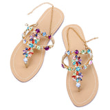 Women Rhinestones Chains Flat Gladiator Sandals Multicolor (Plus Size Available)