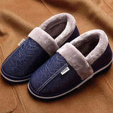 Winter Home Indoor Waterproof Non-Slip Cotton Slippers Female Pu Leather Thick Bottom Couple Slippers.