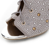 azmodo  Peep-toe Lace-up Rhinestone Stiletto Heels