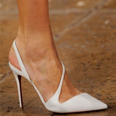 Womens White Sexy Pointed Toe High Heel Pump Sandal