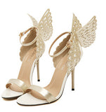 women's high heels Peep Toe Stiletto sandals Butterfly Bowtie ladies celebrity shoes Pumps Purple Gold Beige