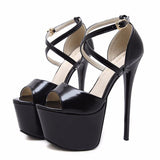 Plain Buckle Platform Stiletto Heel Sandals