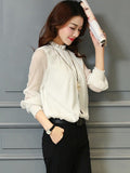 Pure Color Stand Collar Loose Women's Blouse