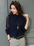 Pure Color Stand Collar Loose Women's Blouse
