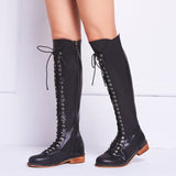 azmodo Lace-Up Vintage Mid Calf Boots