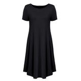 Women's Round Neck Short Sleeve Solid Color Dress