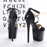 Plain Buckle Platform Stiletto Heel Sandals