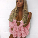 Bikini Beach Blouse Solid Color Bat Sleeve Chiffon Blouse