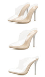 Transparent stiletto heels versatile pointed sexy catwalk crystal sandals women