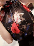 Floral Print Stand Collar Sleeveless Women's Blouse