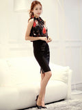 Floral Print Stand Collar Sleeveless Women's Blouse