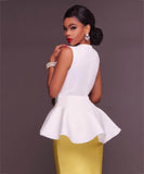 azmodo Big Flower Detail Plain Slim Skirt Hem Women's Blouse