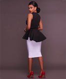 azmodo Big Flower Detail Plain Slim Skirt Hem Women's Blouse
