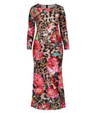 azmodo Plus Size Back Zipper Leopard Women's Maxi Dress