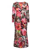 azmodo Plus Size Back Zipper Leopard Women's Maxi Dress
