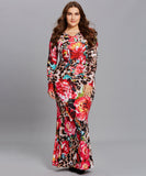 azmodo Plus Size Back Zipper Leopard Women's Maxi Dress