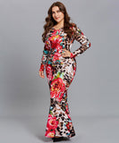 azmodo Plus Size Back Zipper Leopard Women's Maxi Dress