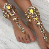Women Wedding Crystal Beach Vacation Luxurious Rhinestone Toe Ring Anklet 0501（1 Piece）