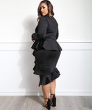azmodo Plus Size Falbala Women's Bodycon Dress