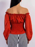Lace-Up Tight Waist Slash Neck Women's Blouse