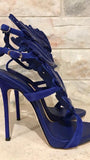 Strappy Stiletto Heel Dress Sandals hollow heel with colored leaf