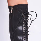 azmodo Lace-Up Vintage Mid Calf Boots