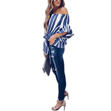 One-neck zebra striped chiffon shirt