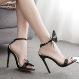 azmodo Women's sandals stilettos high heels diamond summer thin heel bowknot womens shoes party dress woman shoes sandalia mujer buckle