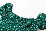 Summer Vintage Party Dress Square Collar Ruffle Elegant Sexy Dress Beach Female Green Mid Dresses Vestidos