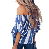 One-neck zebra striped chiffon shirt