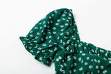 Summer Vintage Party Dress Square Collar Ruffle Elegant Sexy Dress Beach Female Green Mid Dresses Vestidos