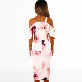 Slim strapless print dress in the long section