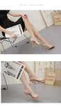 New Summer Stiletto Heels  Open Toes Sandals With Rhinestone Transparent Sandals Female Square Head Crystal Sandals Plus size
