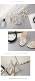 Women Wedding Party Shoes Fashion PVC Transparent Crystal Rhinestone Slides Sandals Ankle Buckle Strap Stiletto Heels