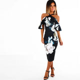 Slim strapless print dress in the long section