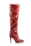 Slim high-heeled knee boots PVC large size pointed fashion boots women
