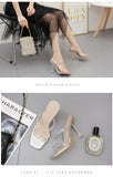 Women's square head stiletto heels thin tape with rhinestone sandals plus size 42