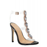 Transparent strap rhinestones high-heeled female fashion sandals trade shoes