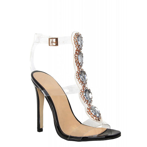 Transparent strap rhinestones high-heeled female fashion sandals trade shoes