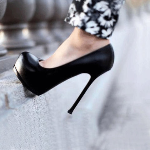 azmodo Sexy Black Platform Stiletto Heels