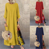 Long linens Dress Summer Women Evening Party Maxi Autumn Winter Vintage Plus Size Dress Female Women Red Black Blue vestido