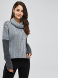 Pullover Color Block High Collar Women's Sweater