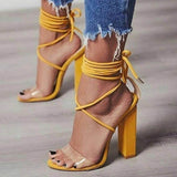 azmodo Yellow High Heel Lace-Up Jelly Shoes