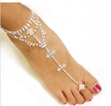 1pc Silver Rhinestone Barefoot Sandals Beach Wedding Jewelry Foot Chain Toe Ring