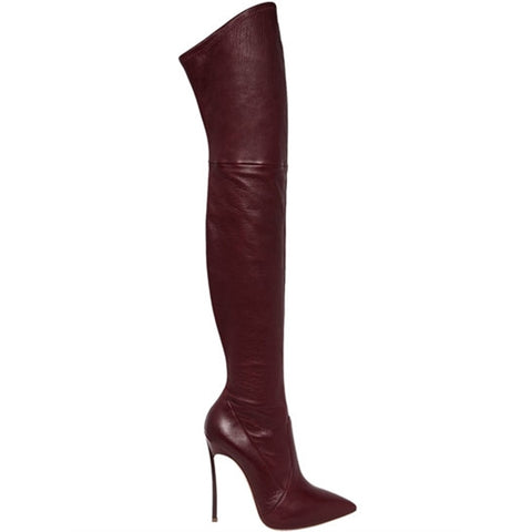 azmodo Pointed Toe Fashion Knee High Boots