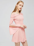 azmodo Pink One Shoulder Women's Day Dress