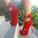 Glamorous Ankle Wrap Buckel Decorated Ankle Boots