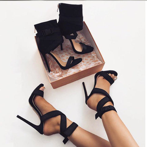 Factory price sexy women's shoes cross strap woven belt stiletto high heels women pumps wedding woman sandals patchwork shoes